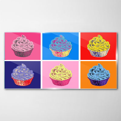 Colorful pop art muffins Wall art on glass