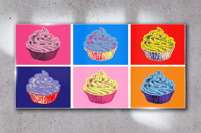 Colorful pop art muffins Wall art on glass
