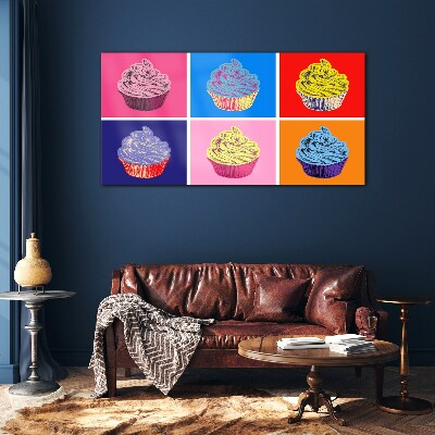 Colorful pop art muffins Wall art on glass