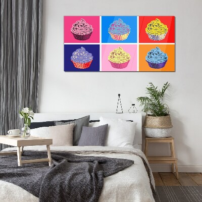 Colorful pop art muffins Wall art on glass