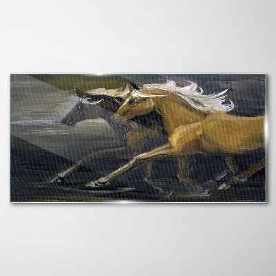 Running horses Wall art on glass