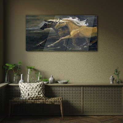 Abstract animals horses Glass Wall Art