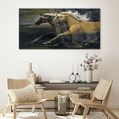 Abstract animals horses Glass Wall Art