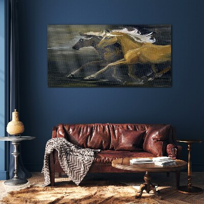 Running horses Wall art on glass
