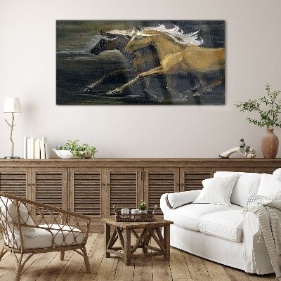 Running horses Wall art on glass