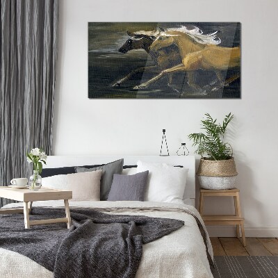 Running horses Wall art on glass
