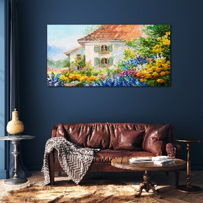 Flower landscape in the sunlight Glass art print