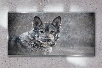 Portrait of a gray dog Glass art print
