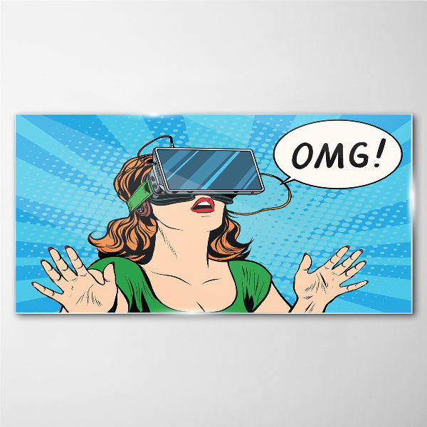Surprise in virtual reality Glass art print