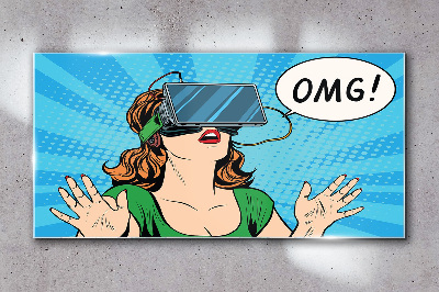 Surprise in virtual reality Glass art print