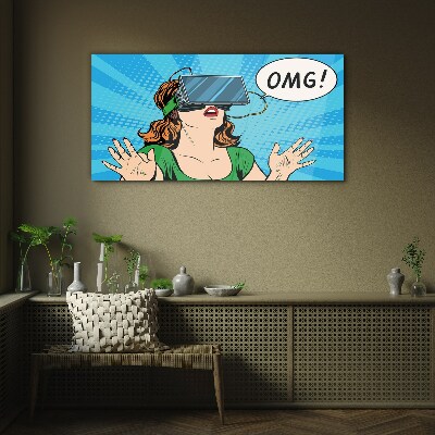Surprise in virtual reality Glass art print
