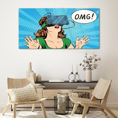 Surprise in virtual reality Glass art print