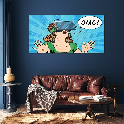 Surprise in virtual reality Glass art print