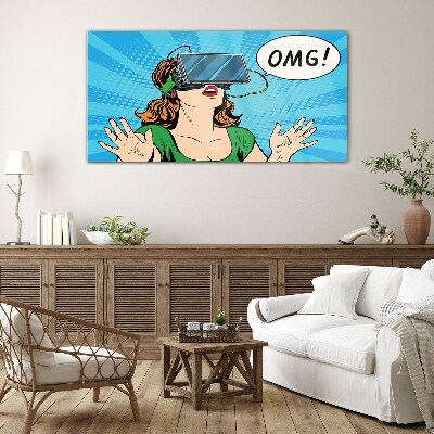 Surprise in virtual reality Glass art print