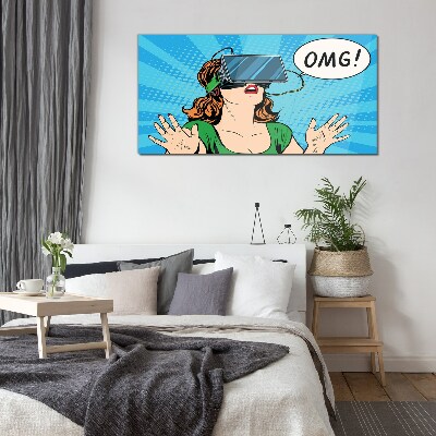 Surprise in virtual reality Glass art print