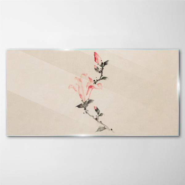 Floral minimalism in delicate shades Glass art print