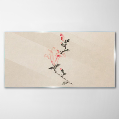 Floral minimalism in delicate shades Glass art print