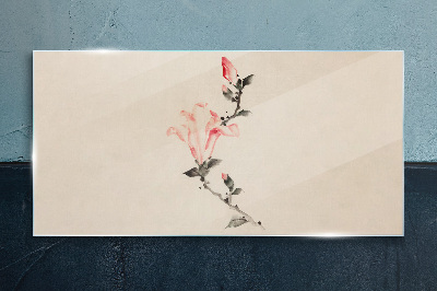 Floral minimalism in delicate shades Glass art print