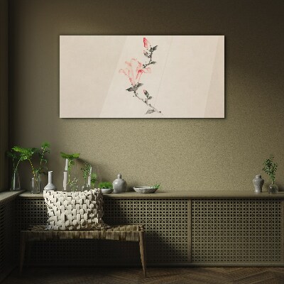 Floral minimalism in delicate shades Glass art print