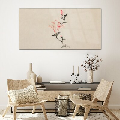 Floral minimalism in delicate shades Glass art print