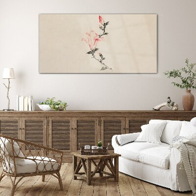 Floral minimalism in delicate shades Glass art print