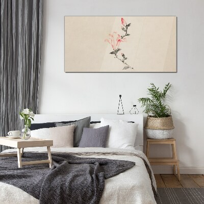 Floral minimalism in delicate shades Glass art print