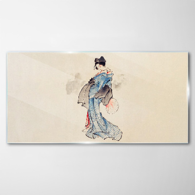 Geisha in traditional kimono Glass art print