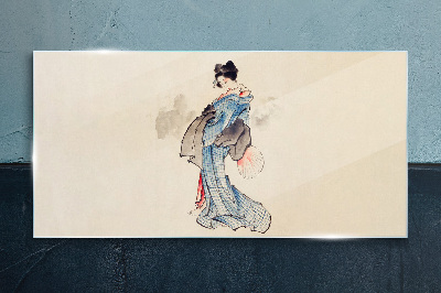 Geisha in traditional kimono Glass art print
