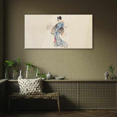 Geisha in traditional kimono Glass art print