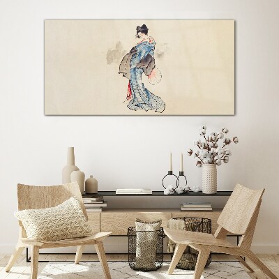 Geisha in traditional kimono Glass art print