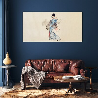 Geisha in traditional kimono Glass art print