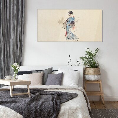 Geisha in traditional kimono Glass art print