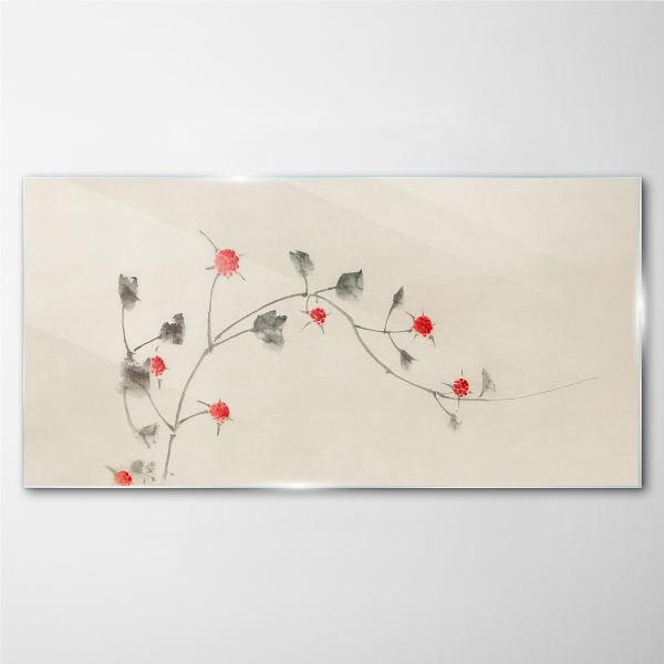 Floral ribbon Glass art print