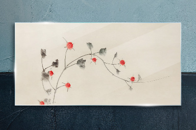 Floral ribbon Glass art print