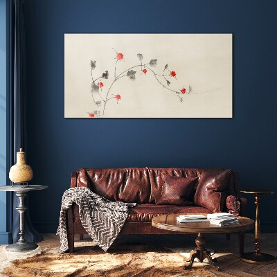 Floral ribbon Glass art print