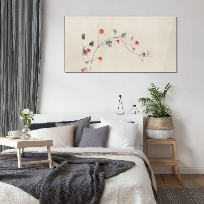 Floral ribbon Glass art print