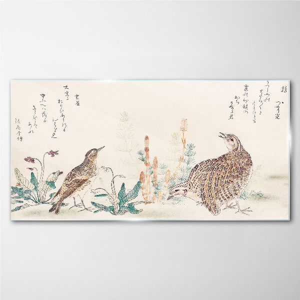 Birds against the background of vegetation Wall art on glass