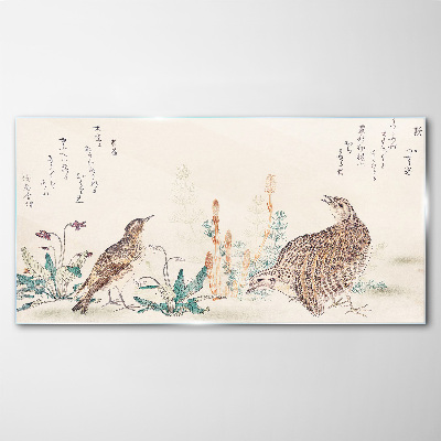 Birds against the background of vegetation Wall art on glass