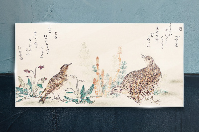 Birds against the background of vegetation Wall art on glass