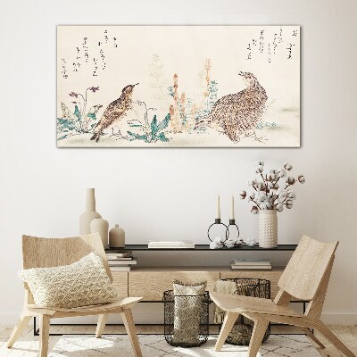 Birds against the background of vegetation Wall art on glass