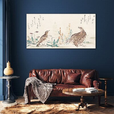 Birds against the background of vegetation Wall art on glass