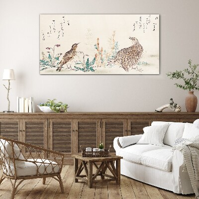 Birds against the background of vegetation Wall art on glass