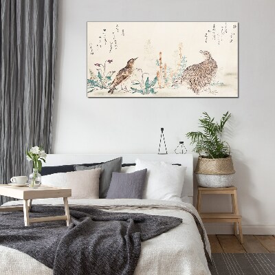 Birds against the background of vegetation Wall art on glass