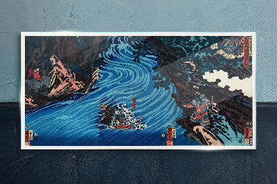 A wave on the river Glass art print