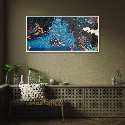 A wave on the river Glass art print