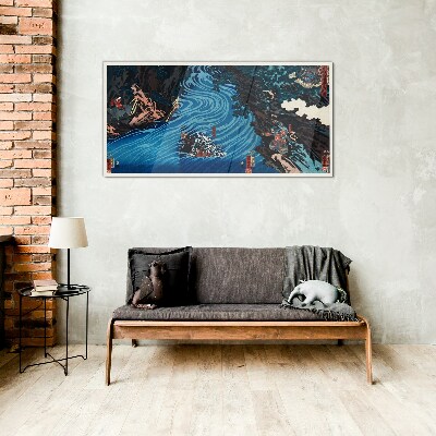A wave on the river Glass art print