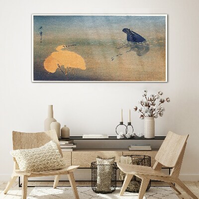 The silence of the water and the bird Wall art on glass