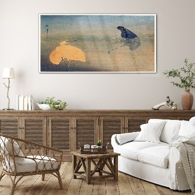 The silence of the water and the bird Wall art on glass