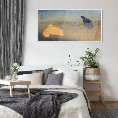 The silence of the water and the bird Wall art on glass