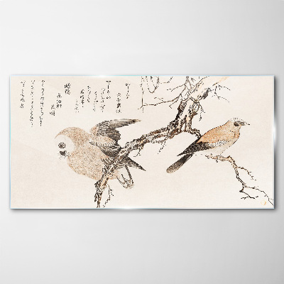 Birds on a branch Glass art print
